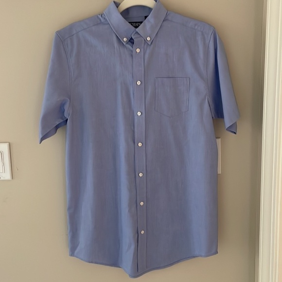 Chaps Youth Boy Short Sleeve Button Down Dress Shirt Light Blue XL 18 20 NWOT - Picture 1 of 5